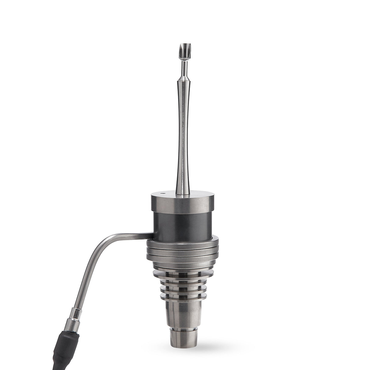 High Five Silver Multi Tip Carb Cap for Dab Rigs, Titanium Build, Angled Side View