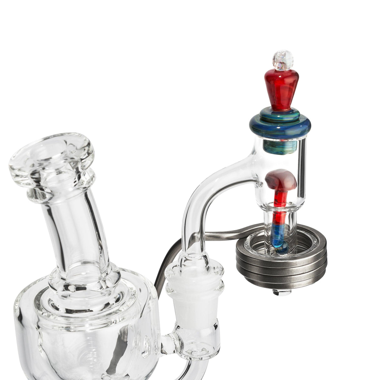 High Five Terp E-Slurper Cap Set for Dab Rigs, Close-Up Angled View, Enhances Flavor & Vaporization
