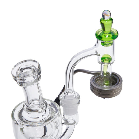 High Five Terp E-Slurper Cap Set for Dab Rigs - Clear with Green Accents - Angled View