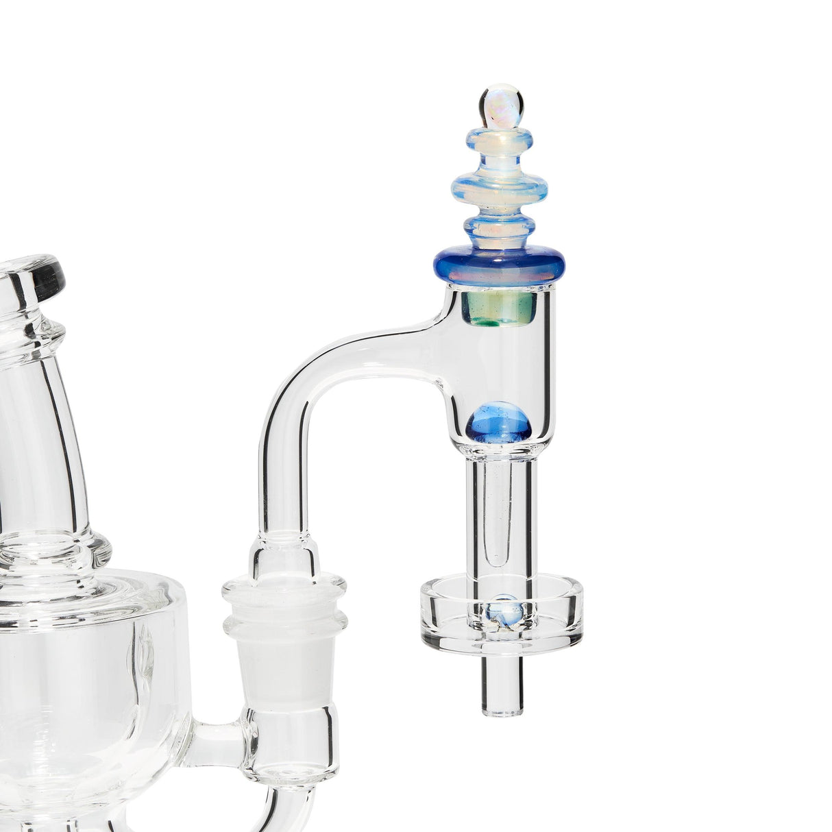 High Five Terp E-Slurper Cap Set attached to Dab Rig - Clear with Blue Accents
