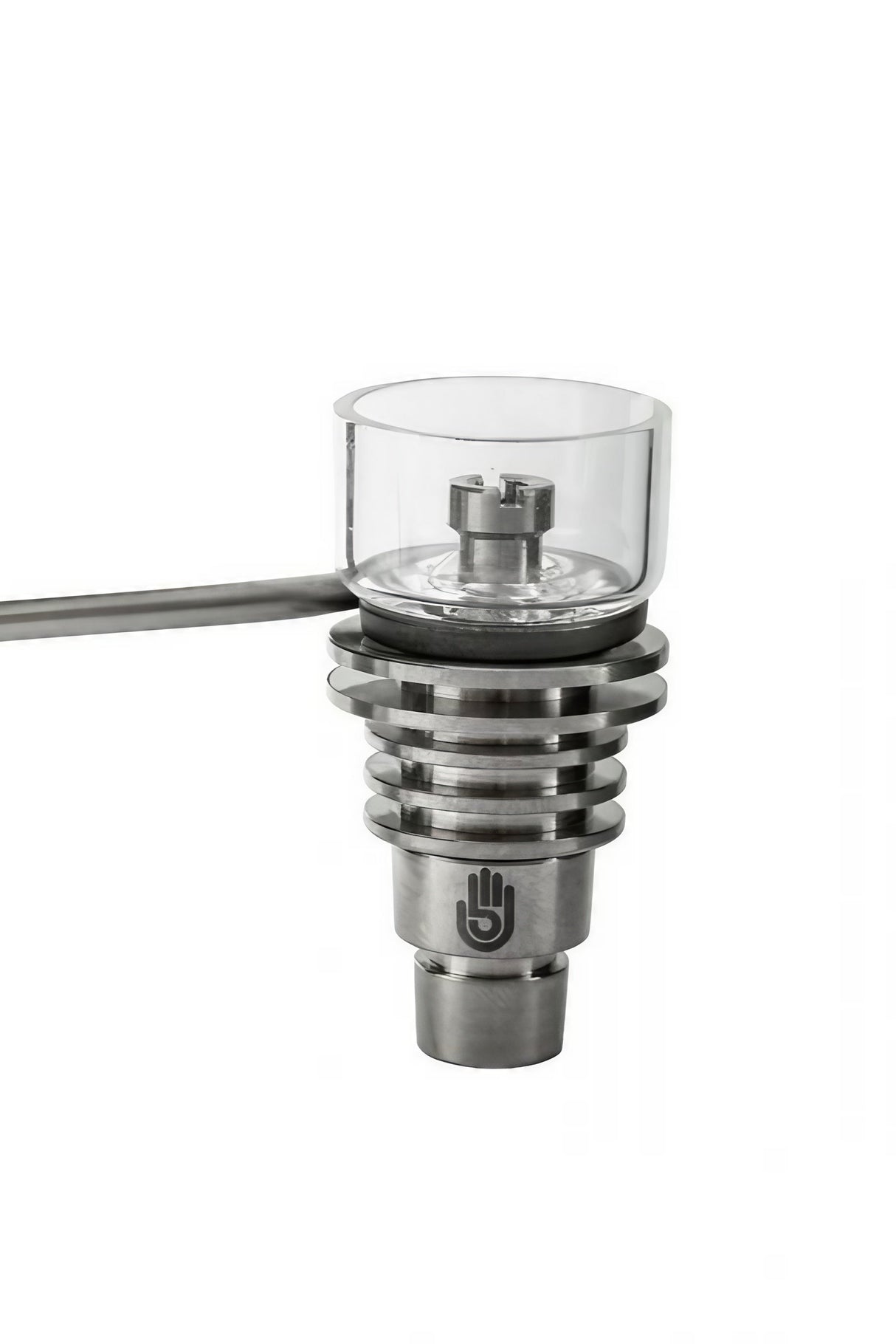High Five Hybrid Nail with 25mm Quartz Deep Dish for Dab Rigs, Titanium Finish - Side View