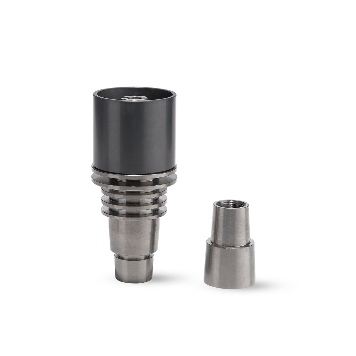 High Five Universal SIC Hybrid Nail, 25mm and 30mm Silver variants, for dab rigs, front view on white