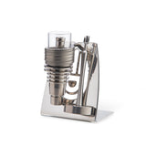 High Five V2 Coil Stand in polished steel for E-Nail setups, front view on white background