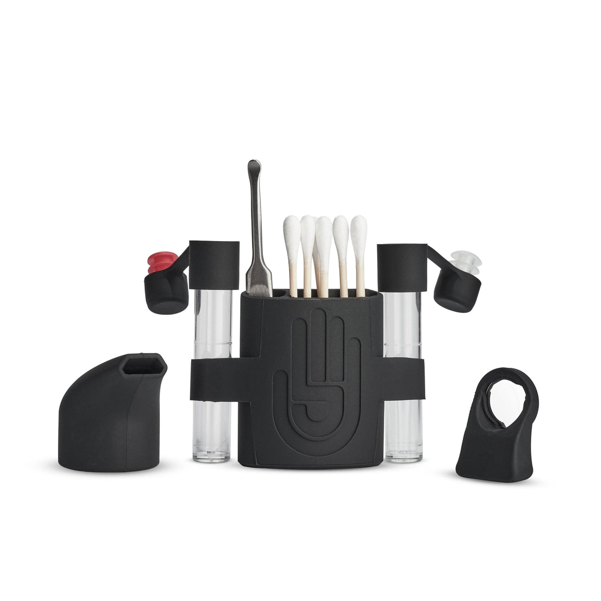 High Five Vaporizer Utility Belt with silicone holders and dab tools, front view on white background