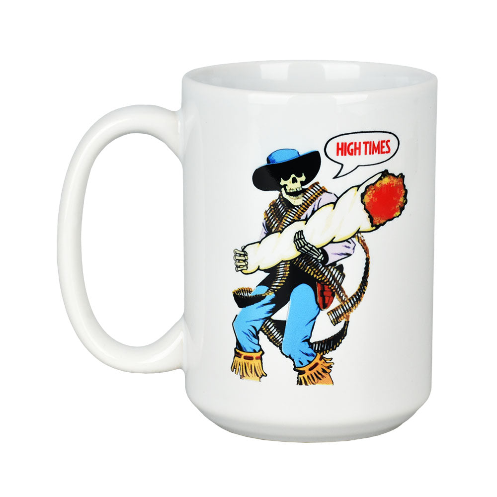 High Times Ceramic Cowboy Mug, 15oz, Front View with Graphic Design