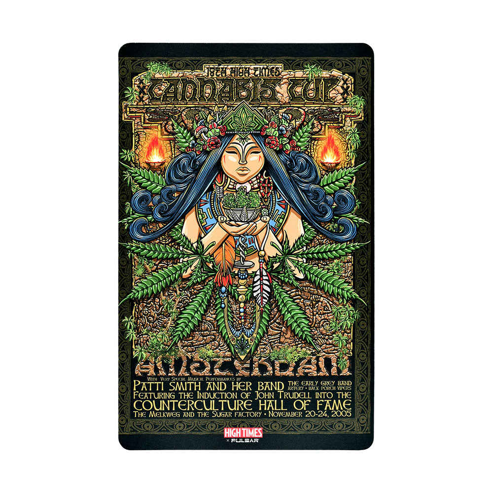 Pulsar High Times Cannabis Cup Native Dab Mat, 16"x10" with vibrant artwork, front view