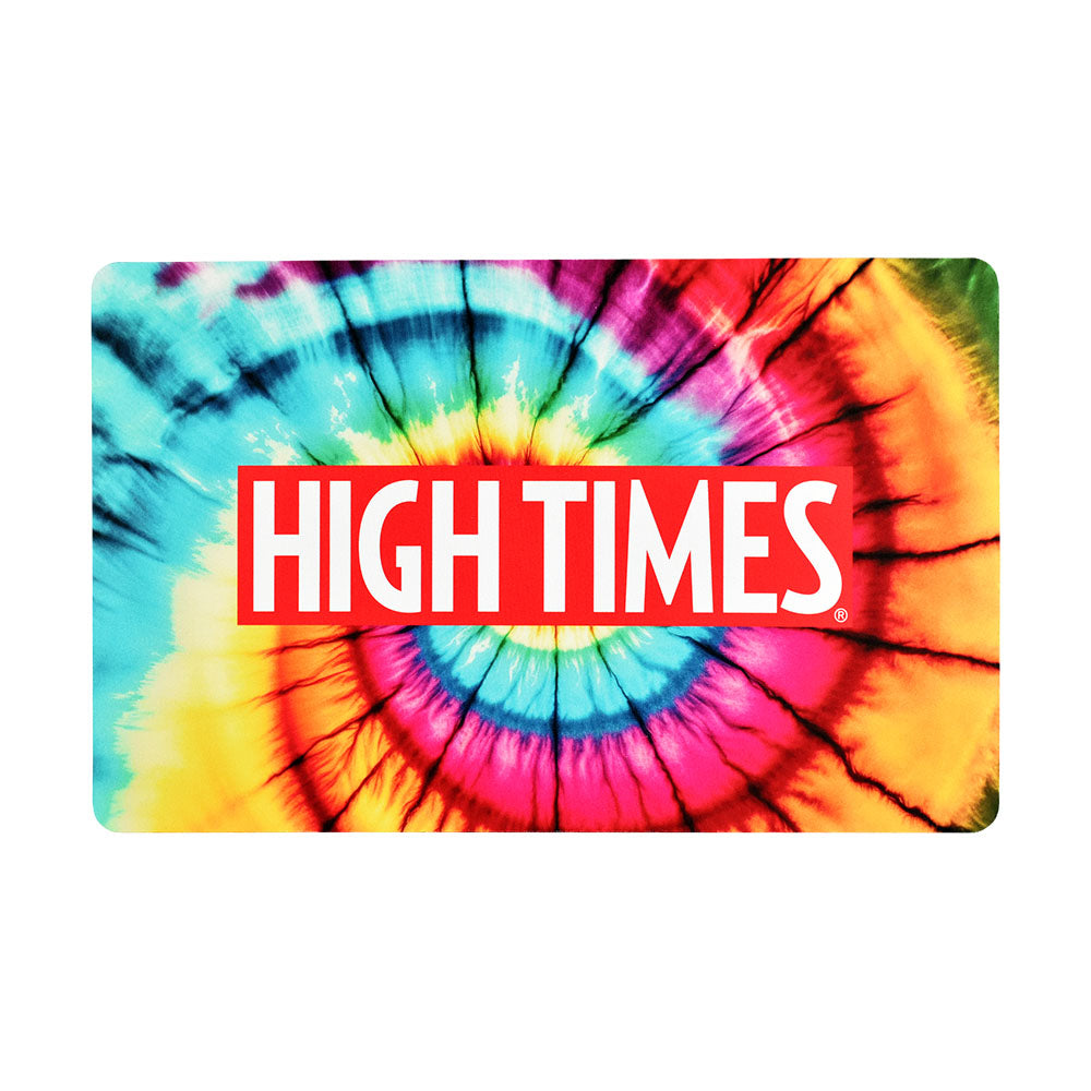 Pulsar x High Times tie-dye dab mat, 16" x 10" size, vibrant color, non-slip, heat resistant