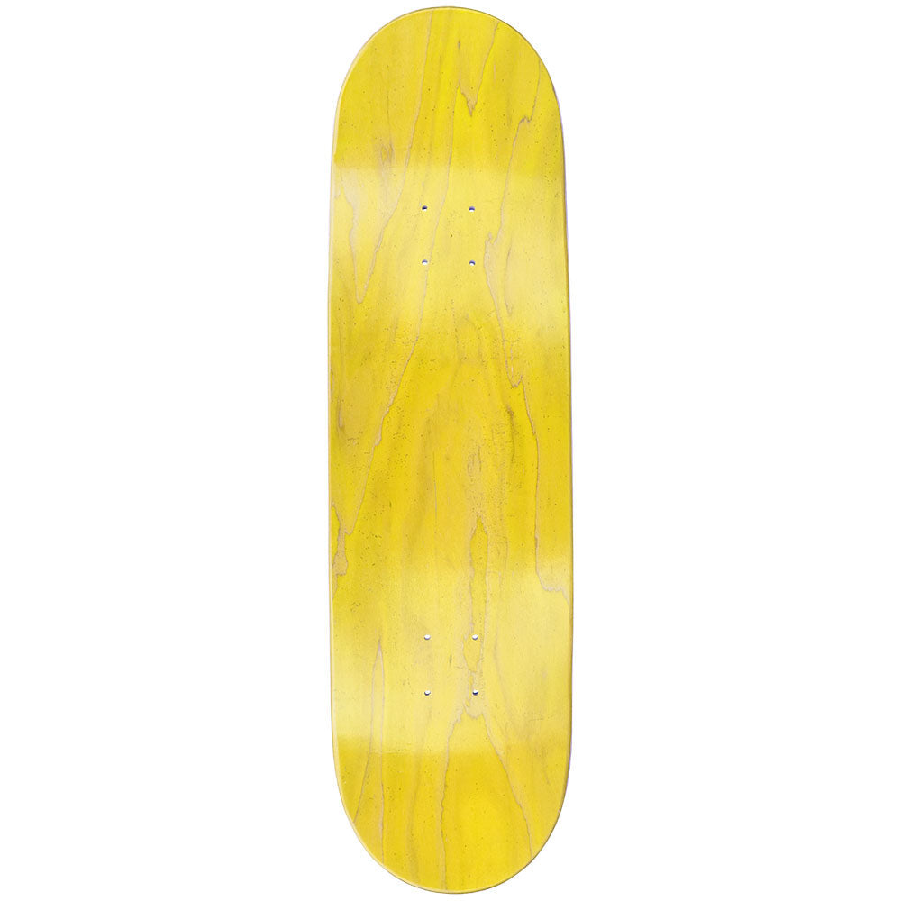 Pulsar High Times Cannabear SK8 Deck, 32.5" x 8.5", vibrant yellow with wood grain design, top view