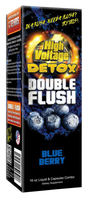 High Voltage Detox Double Flush Blueberry flavor, front view of the 16 oz liquid & capsules combo box.