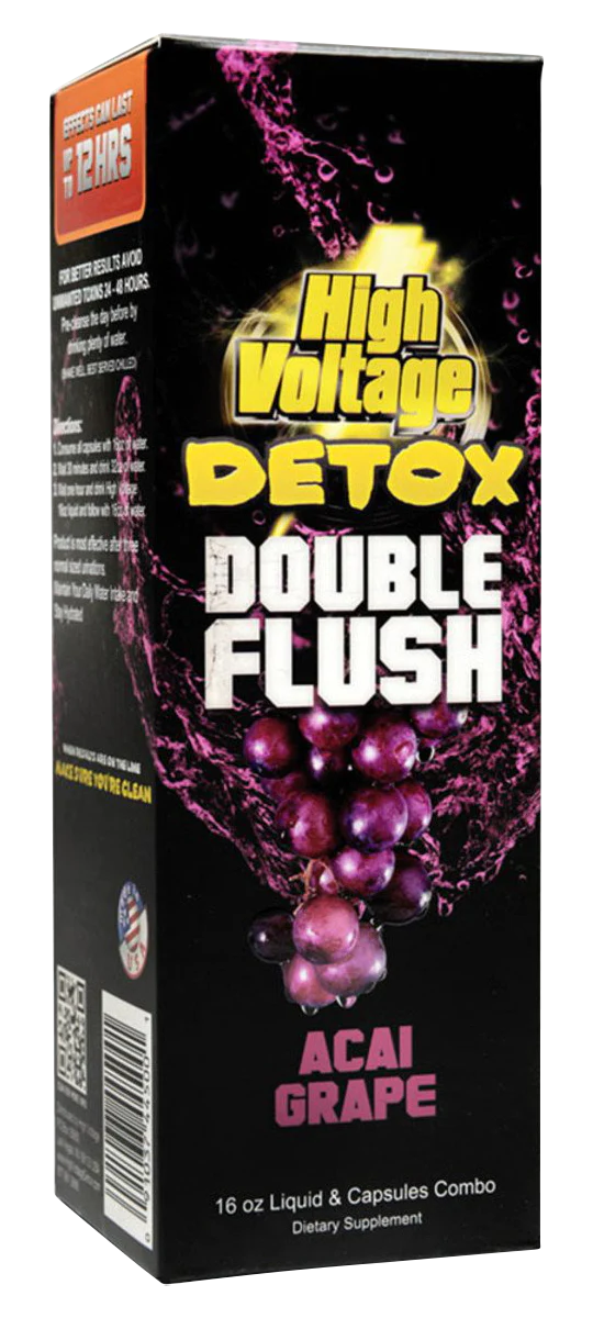 High Voltage Detox Double Flush Combo in Acai Grape flavor, front view of the package