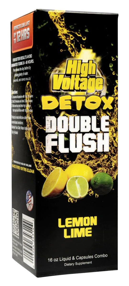 High Voltage Detox Double Flush Lemon Lime flavor, 16 oz liquid & capsules combo for cleanse & detox.