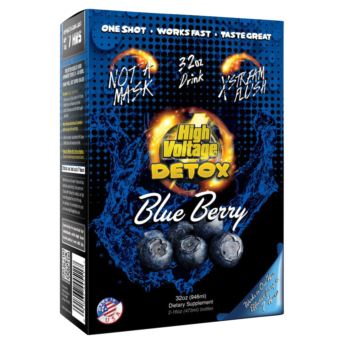 High Voltage Detox 5 Day Flush in Blueberry flavor, front view on white background
