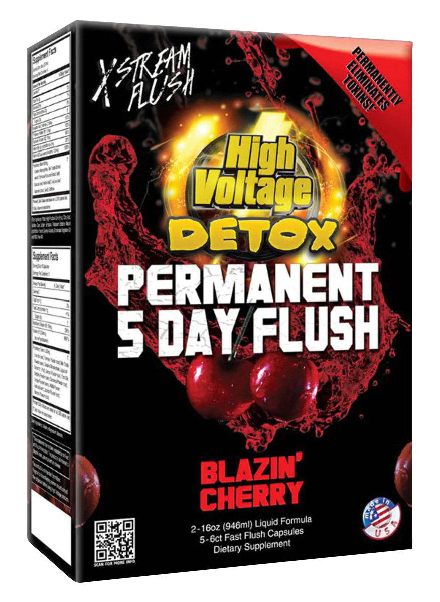 High Voltage Detox 5 Day Flush in Blazin' Cherry flavor, front view on white background