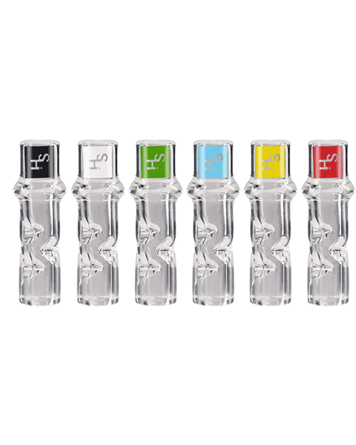 Higher Standards Heavy Wall Glass Tips in Assorted Colors, Front View - Compact One-Hitter Design