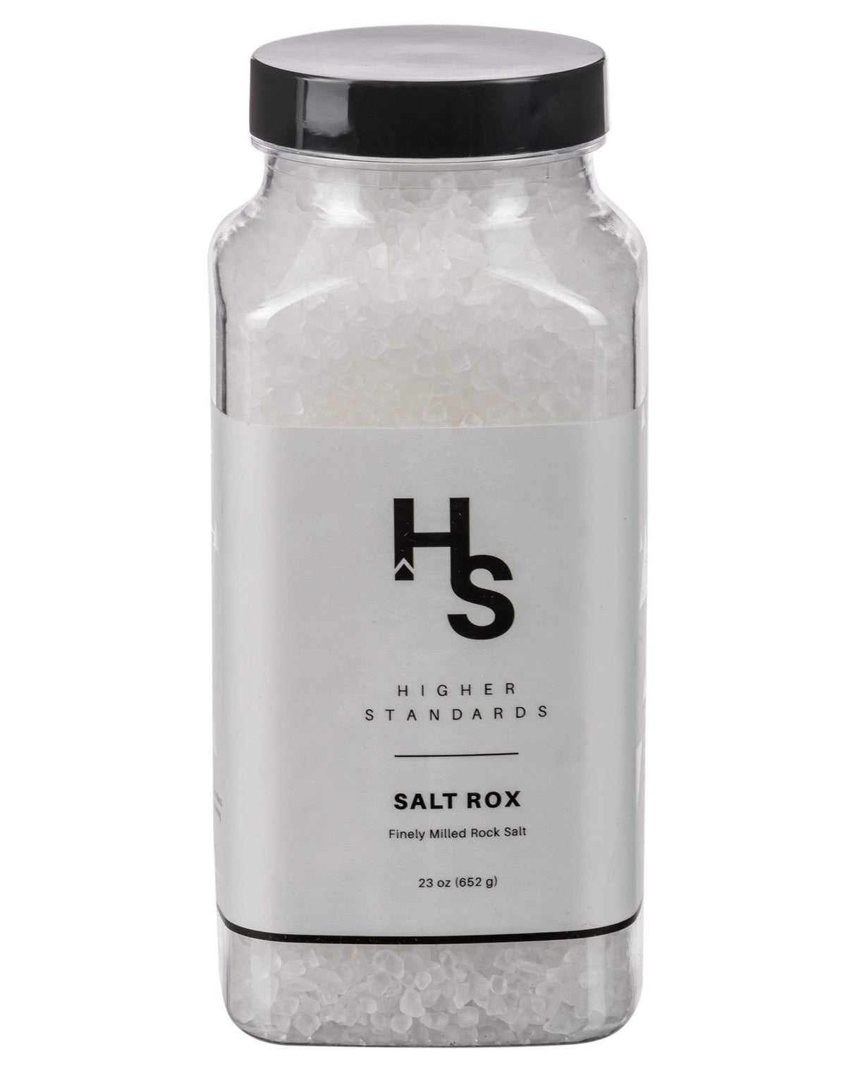 Higher Standards Salt Rox finely milled rock salt for cleaning, front view on white background