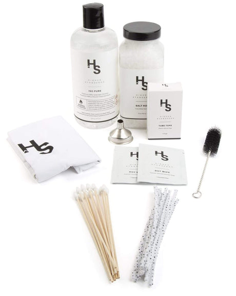 Higher Standards Supreme Cleaning Kit with ISO Alcohol, swabs, and brush on white