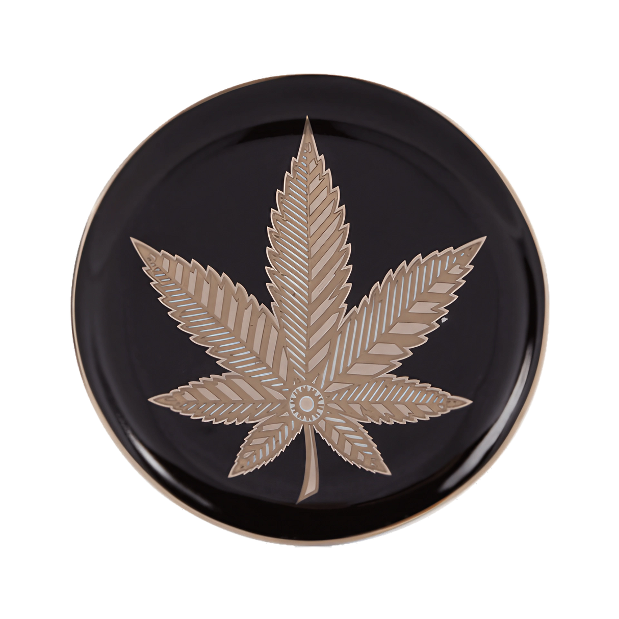 Higher Standards x Jonathan Adler Ceramic Hashish Coaster - Black with Gold Leaf Design