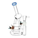 Hive Mind Recycler Water Pipe, 7.25" with 14mm Female Joint, Borosilicate Glass, Front View