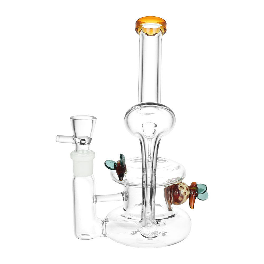 Hive Mind Recycler Water Pipe with Honeycomb Design, 14mm Female Joint, Front View