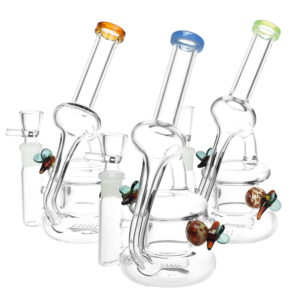 Hive Mind Recycler Water Pipes with Borosilicate Glass, 14mm Female Joint, and Color Accents