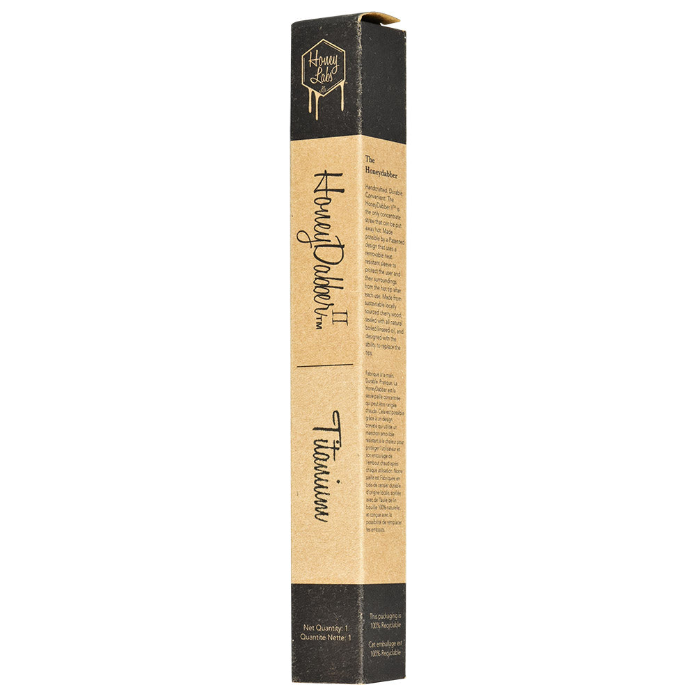 Honey Dabber II Cherry Wood Dab Straw | Titanium Tip Packaging