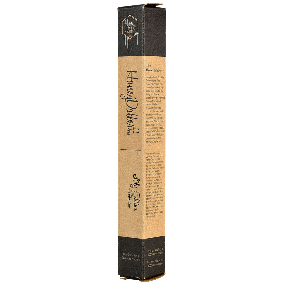 Honey Labs HoneyDabber II Lilly Limited Edition packaging, side view on white background