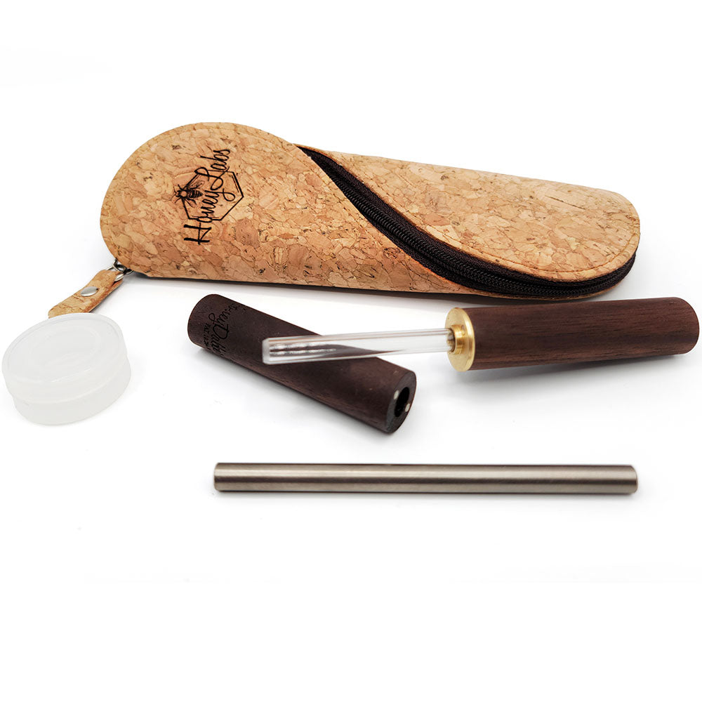 Honey Labs HoneyDabber II Black Edition Kit with Quartz & Titanium Straws, Wood Body, and Case