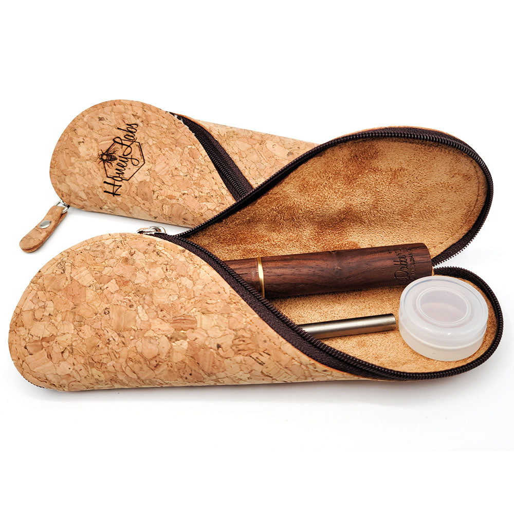 Honey Labs HoneyDabber II Kit with Quartz & Titanium Straws, Wood Body, Open Case View