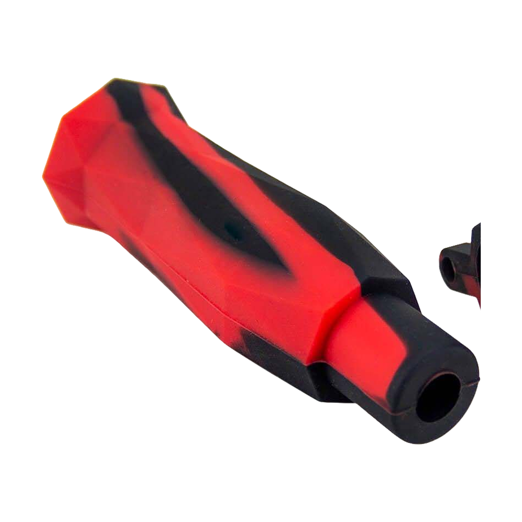 PILOT DIARY 2-in-1 Silicone Honey Straw Pipe in red and black, disassembled view