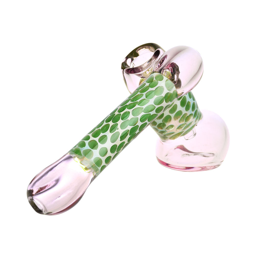 Honeycomb Hype Sidecar Bubbler Pipe in Amber with Honeycomb Design - Angled Side View