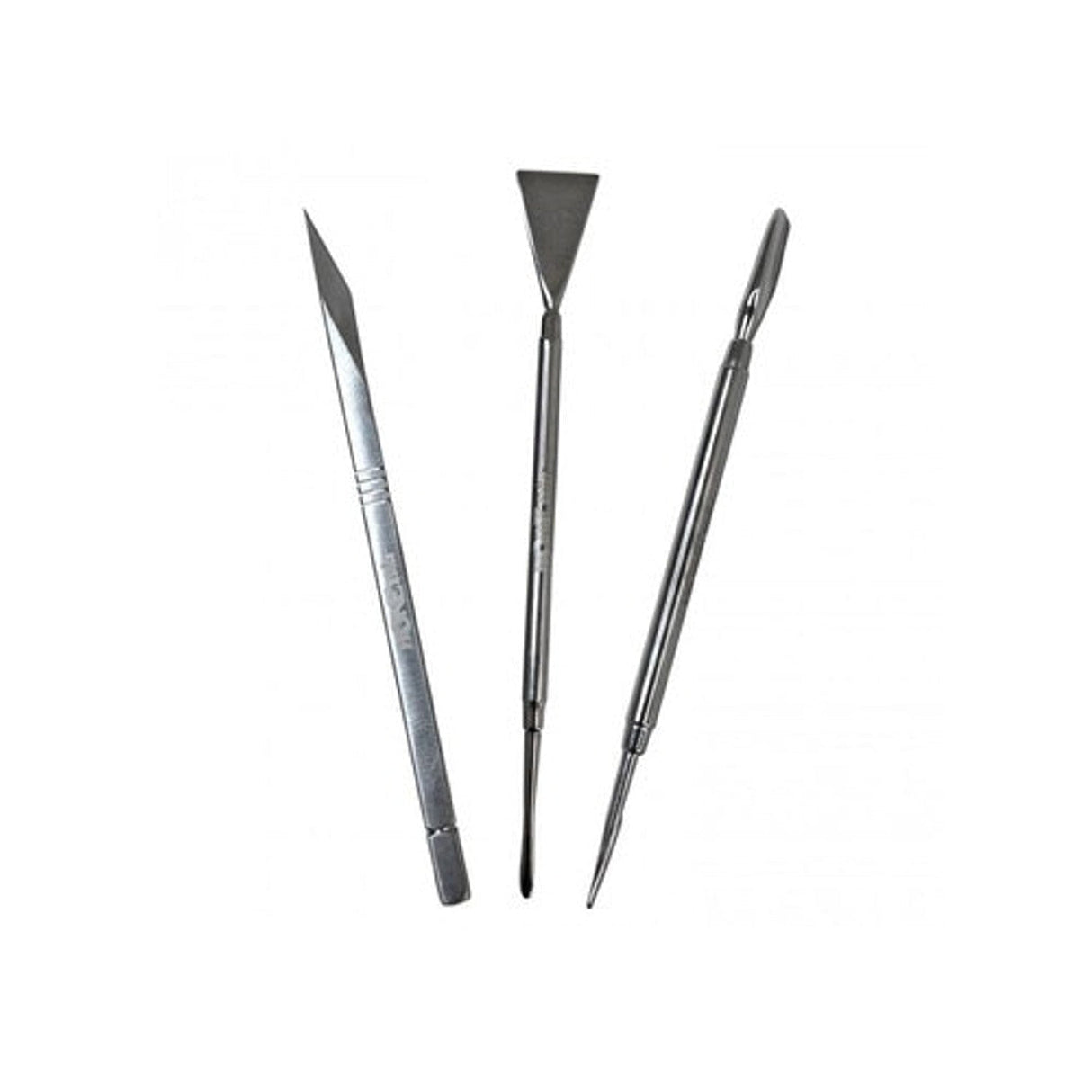 HoneyStick 3-piece Professional Dab Tool Set, stainless steel, on white background