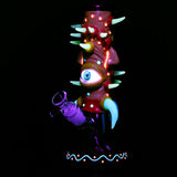 Horned Cyclops 3D Painted Beaker Water Pipe, 9.75", Borosilicate Glass, Front View