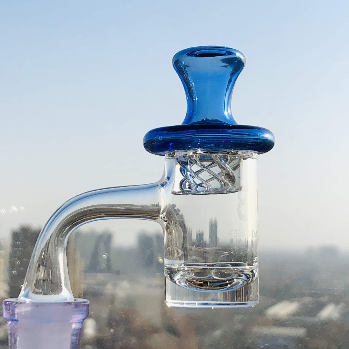 DANK BANGER Hybrid Banger Set with Spinning Cap & Terp Pearls, 45 Degree Angle View