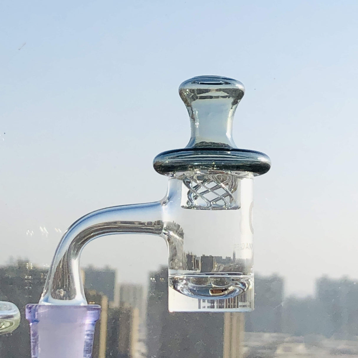 DANK BANGER Hybrid Banger Set, 45 Degree, with Spinning Cap & Terp Pearls, Heavy Wall Side View