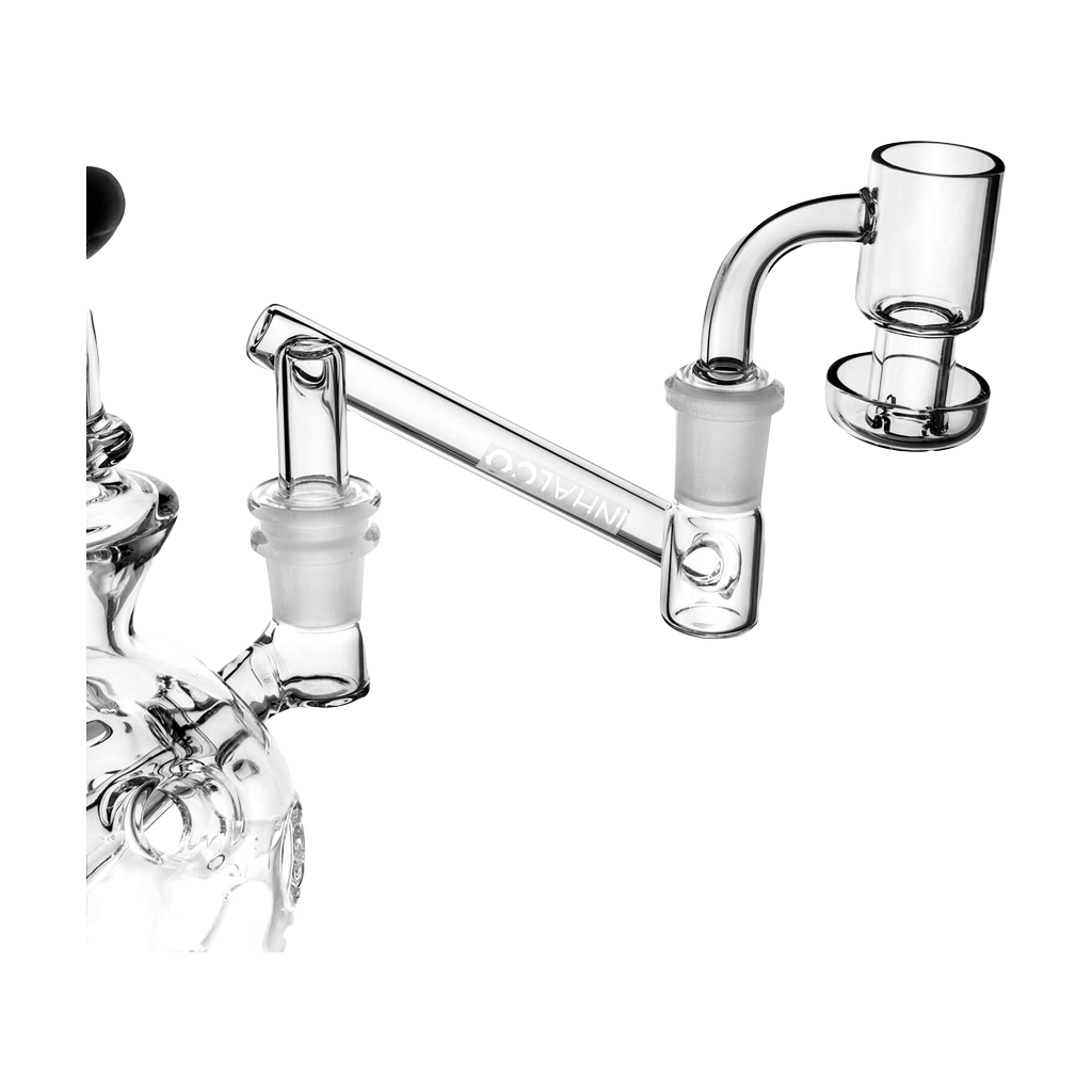 PILOT DIARY 14mm Dropdown Reclaim Catcher side view, clear glass, for efficient smoking