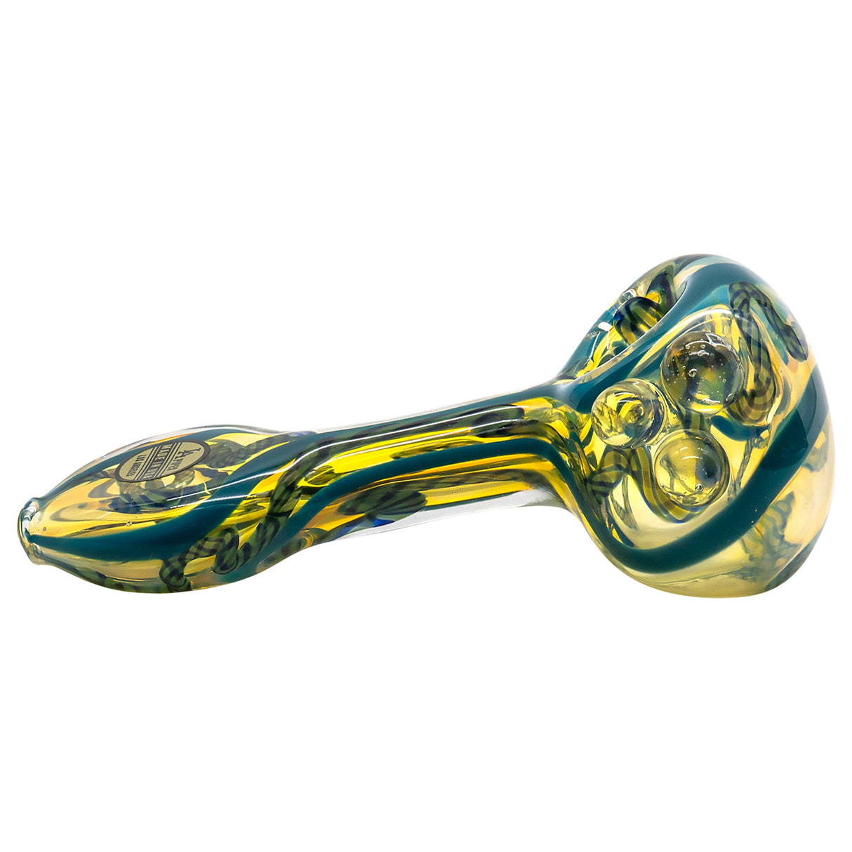 LA Pipes Inside-Out Candy Cane Color Changing Glass Pipe, 4" Spoon Design, Side View