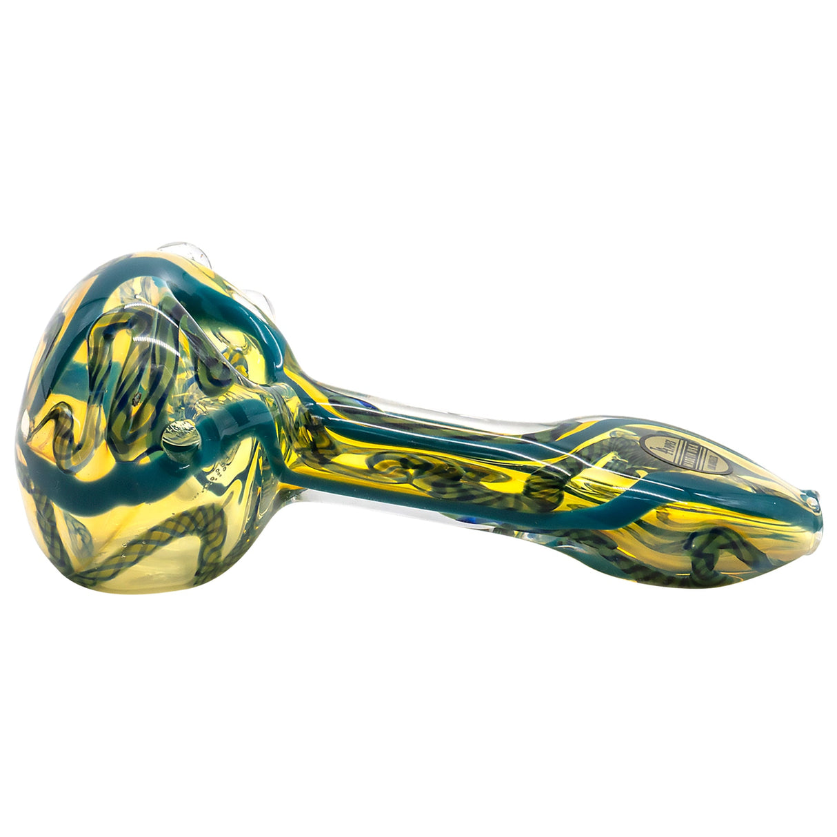 LA Pipes Inside-Out Candy Cane Color Changing Glass Pipe, Fumed Spoon Design, 4" Length