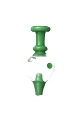 Borosilicate glass spinning ball carb cap for dab rigs, UV reactive, 28mm diameter, front view