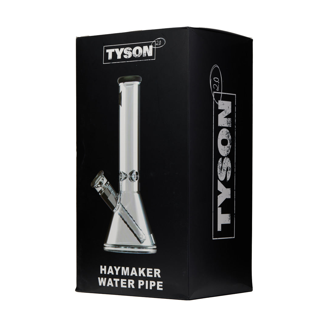 Tyson Haymaker Water Pipe - Clear Borosilicate Glass Bong with Box