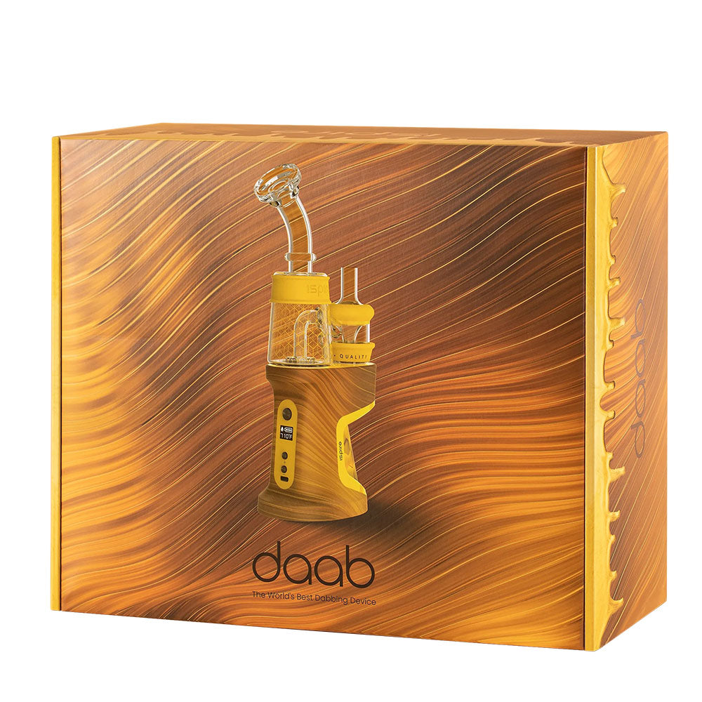 Ispire daab Induction eRig Kit with sleek design and digital display, front view on patterned background