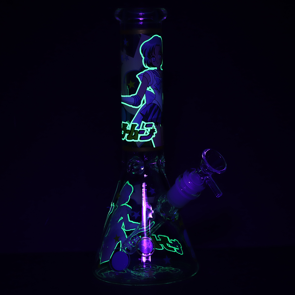 Japanese Animation Girl Orange Beaker Glass Water Pipe | 10" | 14mm F