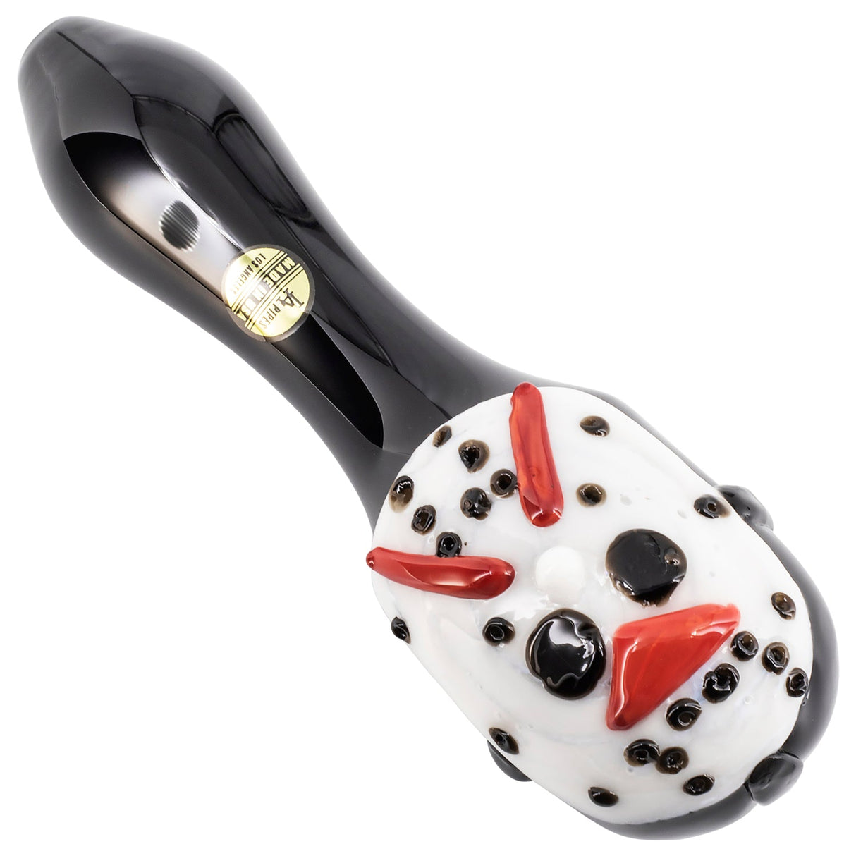 LA Pipes - Jason Mask Killer Glass Pipe for Dry Herbs, 4.5" Spoon Design, USA Made