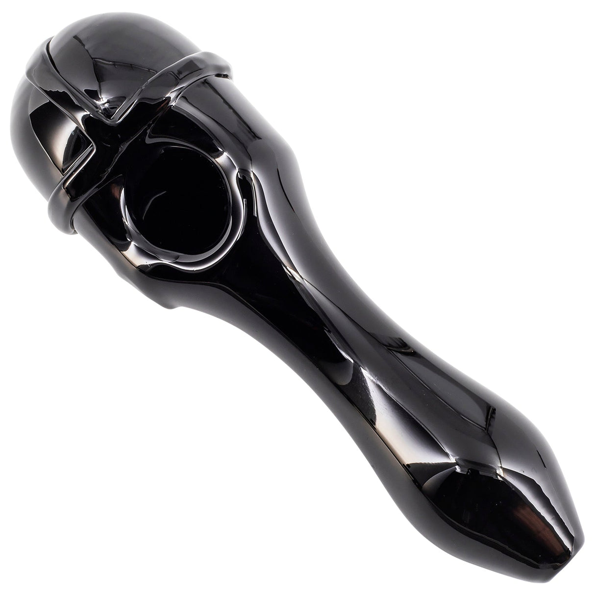 LA Pipes Jason Mask Killer Glass Pipe for Dry Herbs, 4.5" Borosilicate, Front View