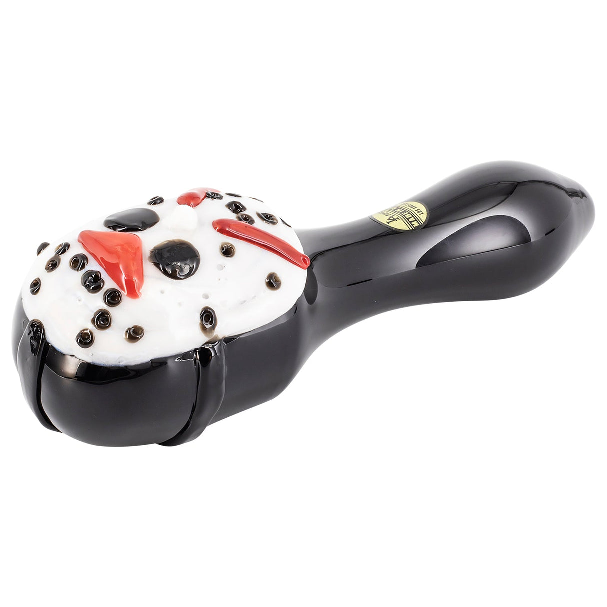 LA Pipes - Jason Mask Killer Glass Pipe for Dry Herbs, 4.5" Spoon Design, Side View