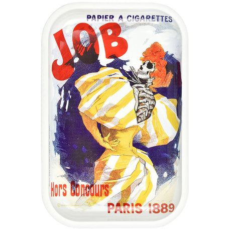 JOB X-Ray Series Metal Rolling Tray with vintage artwork, compact and durable design, top view