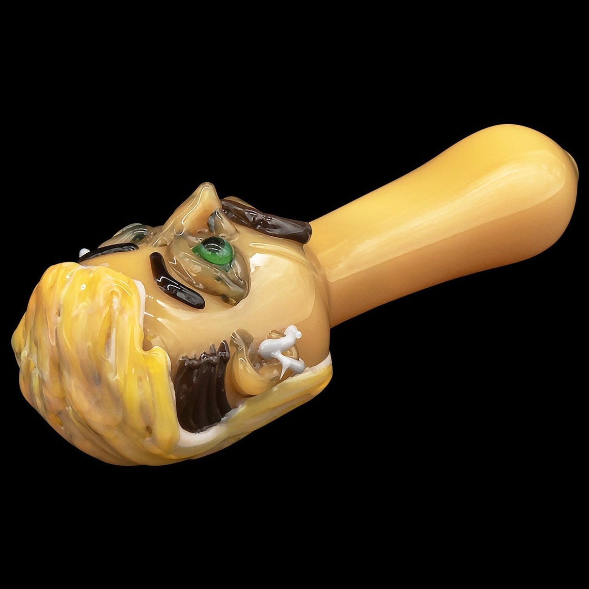 LA Pipes Joe Exotic Hand Pipe, 4" Borosilicate Glass, Side View on Seamless Black