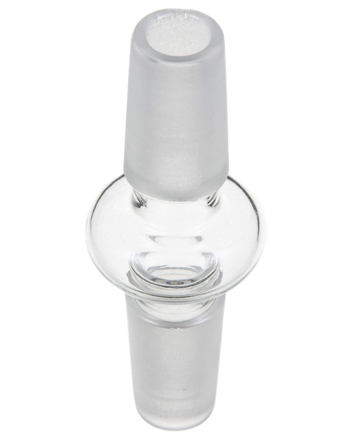 Valiant Distribution 14mm Male Joint Converter, Clear Glass, 90 Degree Angle, Front View