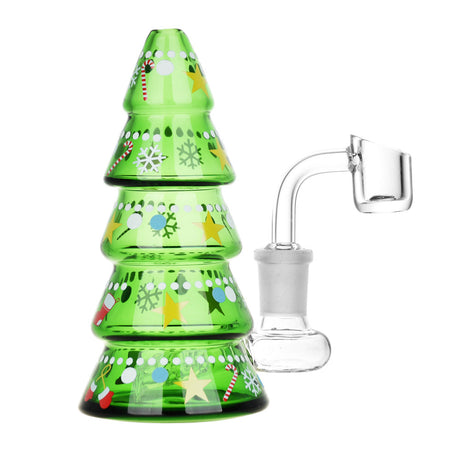 Jolly Holiday Tree Glass Dab Rig with Tree Percolator and Banger - 5" Front View