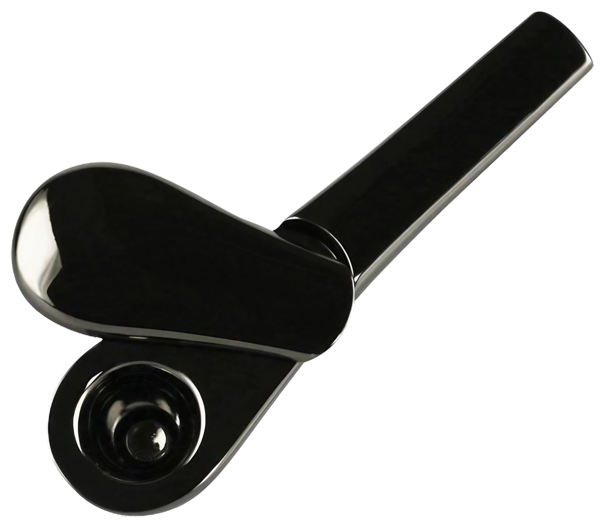 Journey Pipe J2 in Black, Zinc Alloy Hand Pipe for Dry Herbs, Closable Spoon Design, 4" Side View