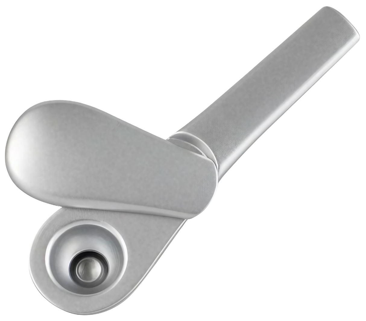 Journey Pipe J2 in silver, zinc alloy hand pipe with closable design for dry herbs, top view